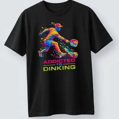 Colorful illustration of a pickleball player with dynamic splash art and text