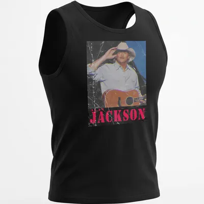 Vintage distressed Alan Jackson t-shirt featuring a guitar illustration — printed on a tank top