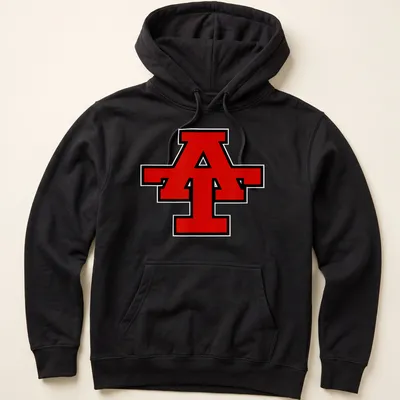 Bold graphic Anson Tigers logo T-shirt featuring a prominent letter A — printed on a unisex hoodie