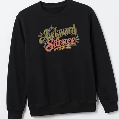 Vintage t-shirt featuring the phrase Awkward Silence in playful retro colors — printed on a unisex sweatshirt