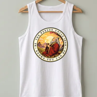 Vintage-style shirt featuring Uncle Iroh with a motivational quote — printed on a tank top
