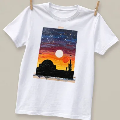 Silhouette of a figure against a colorful sunset in oil painting style