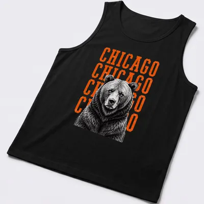 Vintage distressed Chicago Bears shirt with bold lettering and bear design — printed on a tank top