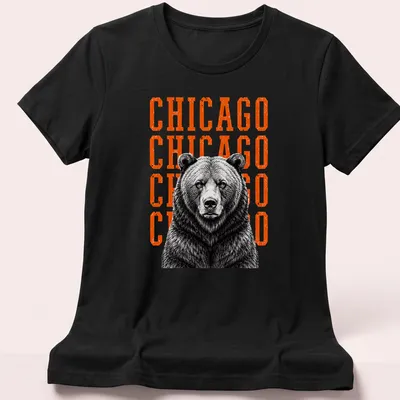 Vintage distressed Chicago Bears shirt with bold lettering and bear design — printed on a women's shirt