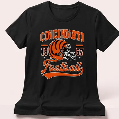 Vintage retro Cincinnati football shirt featuring a helmet and bold lettering — printed on a women's shirt
