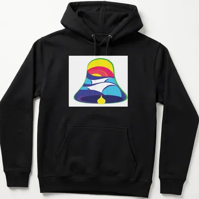 Colorful abstract design of a bell in vibrant hues — printed on a unisex hoodie