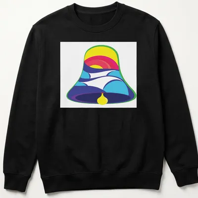 Colorful abstract design of a bell in vibrant hues — printed on a unisex sweatshirt