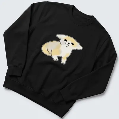 Watercolor print of a confused fennec fox in light yellow and black — printed on a unisex sweatshirt