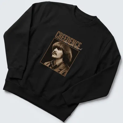 Vintage style t-shirt featuring the text 'CREEDENCE Clearwater Revival' in brown and beige — printed on a unisex sweatshirt