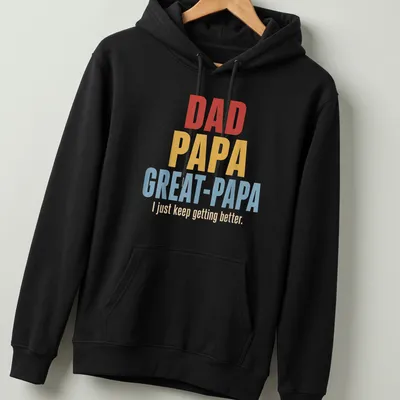 Text-based design with bold typography showcasing dad pride — printed on a unisex hoodie
