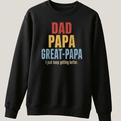 Text-based design with bold typography showcasing dad pride — printed on a unisex sweatshirt