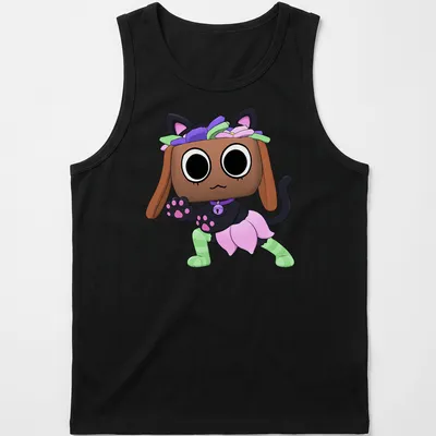 Kawaii Halloween cat character t-shirt in bright colors — printed on a tank top
