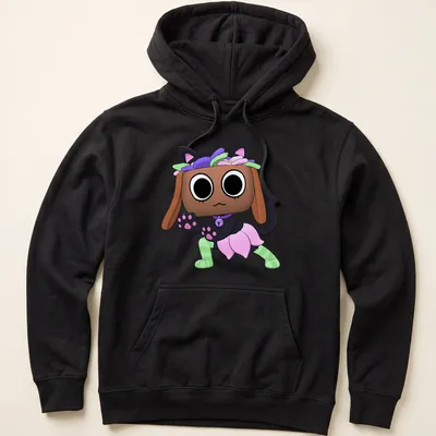 Kawaii Halloween cat character t-shirt in bright colors — printed on a unisex hoodie