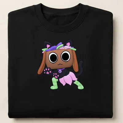 Kawaii Halloween cat character t-shirt in bright colors — printed on a unisex sweatshirt
