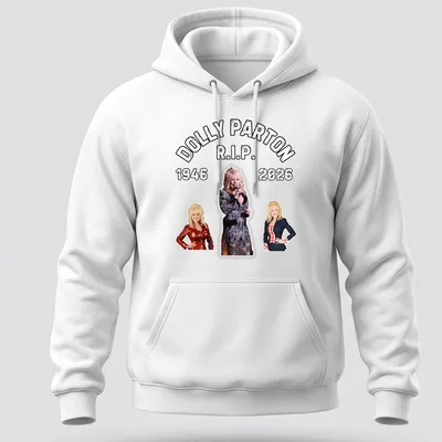 Bold retro tribute t-shirt featuring Dolly Parton's name and years 1946-2026 — printed on a unisex hoodie