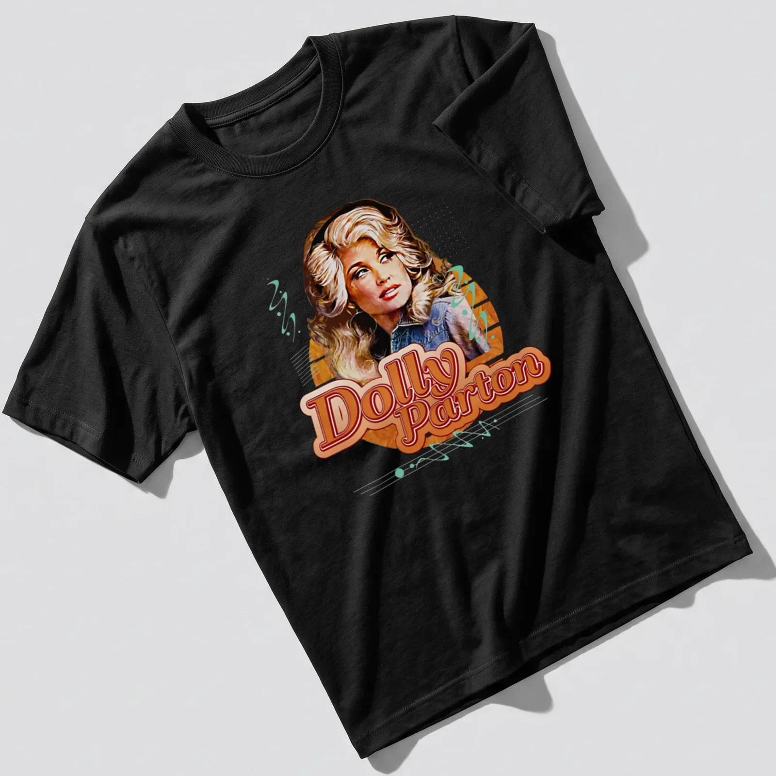 Retro t-shirt featuring Dolly Parton in a nostalgic color palette. — printed on a unisex t-shirt