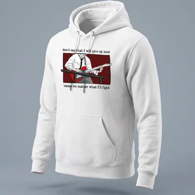 Illustrative design featuring a person playing guitar with inspirational text — printed on a unisex hoodie