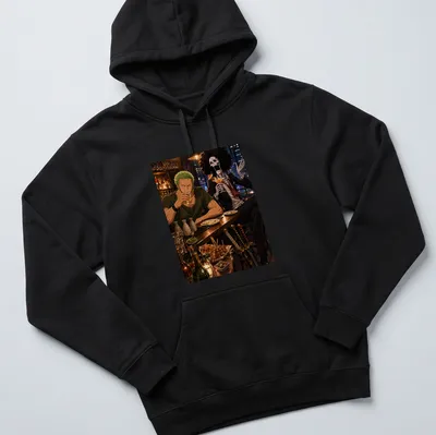 Anime-style design of two characters clinking drinks with the text 'Drinking Break' above. — printed on a unisex hoodie