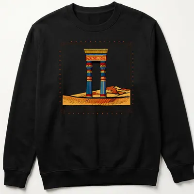 Colorful illustration of an ancient desert gate with the title Echoes of Kemet — printed on a unisex sweatshirt