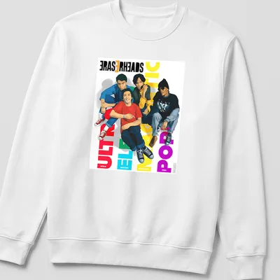 Colorful illustration of Eraserheads band members with vibrant text — printed on a unisex sweatshirt
