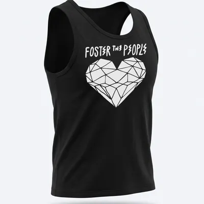 Foster The People t-shirt with the band name in a modern font — printed on a tank top