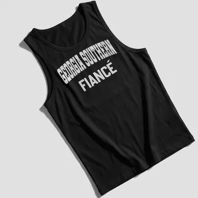Bold collegiate Georgia Southern Fiance t-shirt in white lettering — printed on a tank top