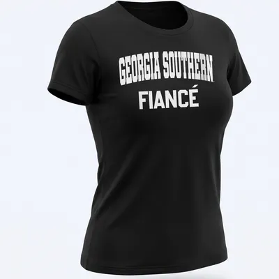 Bold collegiate Georgia Southern Fiance t-shirt in white lettering — printed on a women's shirt