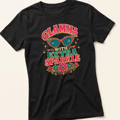 Stylish sunglasses with floral embellishments on a vibrant — printed on a women's shirt