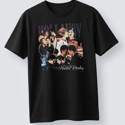 Vintage hockey-themed shirt featuring players and vibrant text — printed on a unisex t-shirt