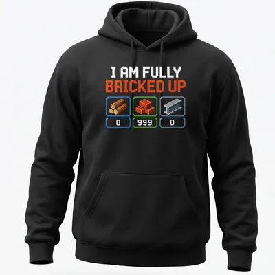 Pixelated gaming humor t-shirt with colorful 8-bit elements and text — printed on a unisex hoodie