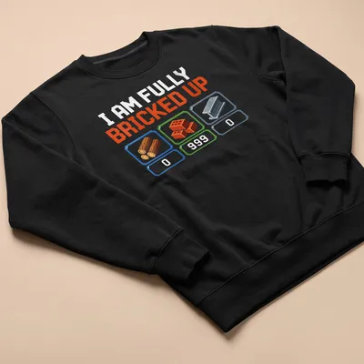 Pixelated gaming humor t-shirt with colorful 8-bit elements and text — printed on a unisex sweatshirt
