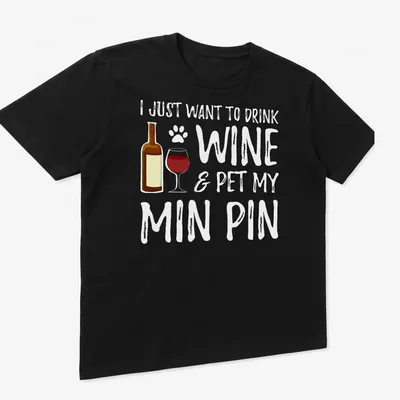 Playful typography with a wine bottle, glass, and paw print design. — printed on a unisex t-shirt (angled view)