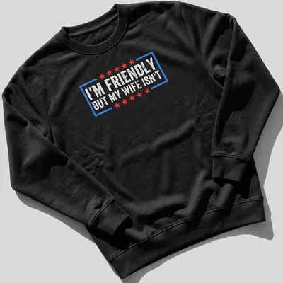 Distressed retro tee with humorous text and USA flag design in red, white, and blue — printed on a unisex sweatshirt