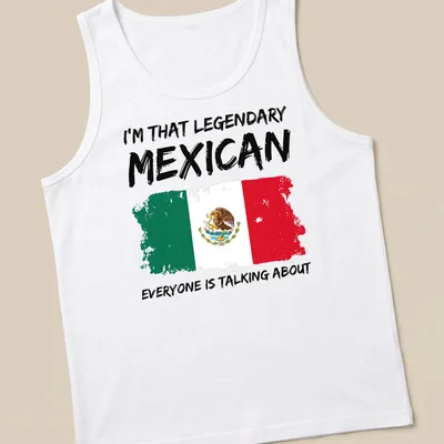 Bold distressed Mexico pride t-shirt featuring the Mexican flag and eagle — printed on a tank top