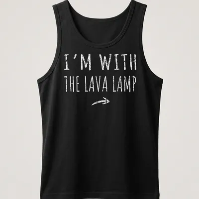 Retro Halloween t-shirt featuring a lava lamp and playful text — printed on a tank top