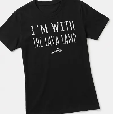 Retro Halloween t-shirt featuring a lava lamp and playful text — printed on a women's shirt