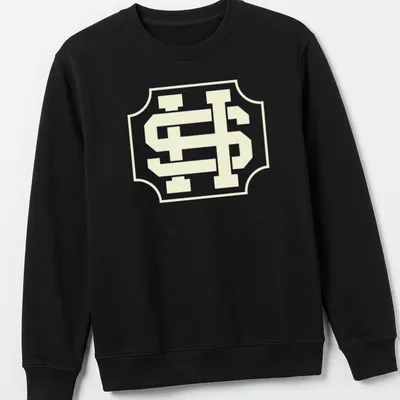 Vintage crest T-shirt featuring an interlocking SH monogram in light yellow and white. — printed on a unisex sweatshirt
