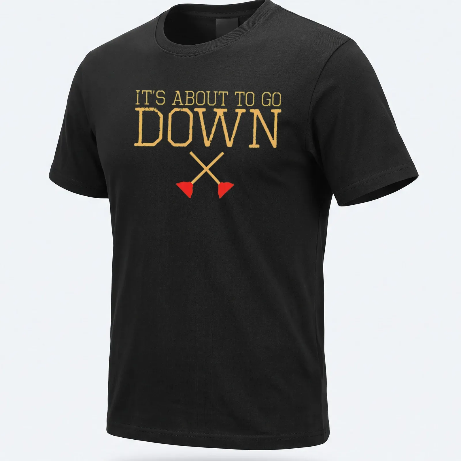 Funny shirt featuring playful plungers and humorous text about plumbing. — printed on a unisex t-shirt