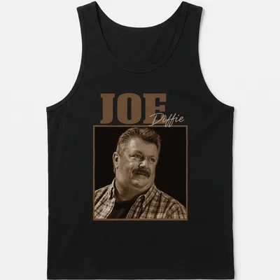 Vintage sepia print of Joe Diffie with his name displayed prominently — printed on a tank top