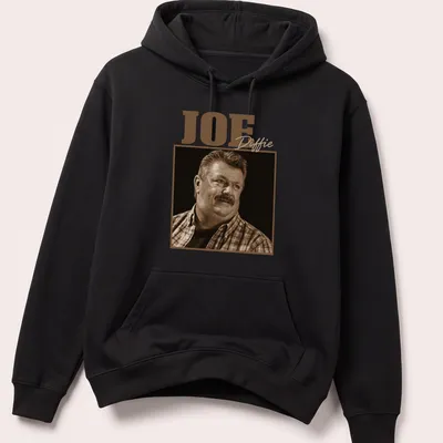 Vintage sepia print of Joe Diffie with his name displayed prominently — printed on a unisex hoodie
