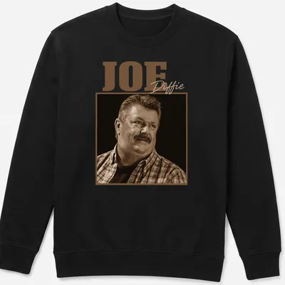 Vintage sepia print of Joe Diffie with his name displayed prominently — printed on a unisex sweatshirt