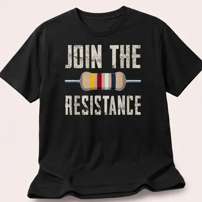 Vintage distressed Join The Resistance t-shirt with an electrical resistor graphic