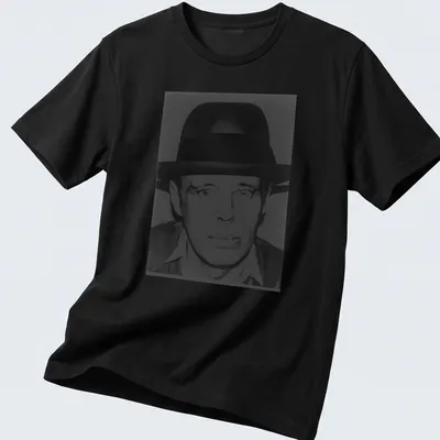 Black and white illustration of Joseph Beuys by Andy Warhol