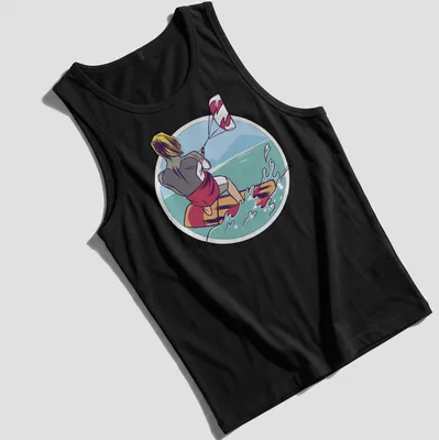 Colorful kiteboarder illustration on a water sports — printed on a tank top