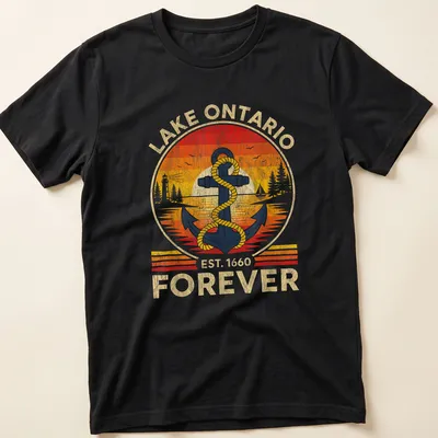 Vintage distressed shirt featuring an anchor and rope with Lake Ontario text