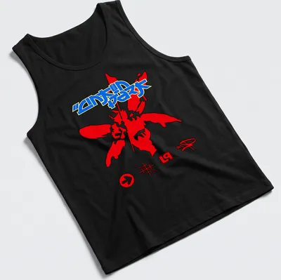 Bold Linkin Park logo surrounded by floral design in red, blue, and black. — printed on a tank top