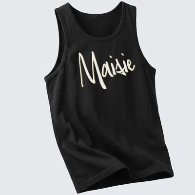 Handwritten design featuring the name Maisie in light yellow — printed on a tank top