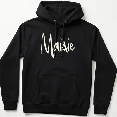Handwritten design featuring the name Maisie in light yellow — printed on a unisex hoodie