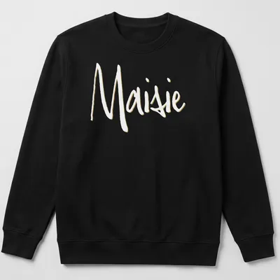 Handwritten design featuring the name Maisie in light yellow — printed on a unisex sweatshirt