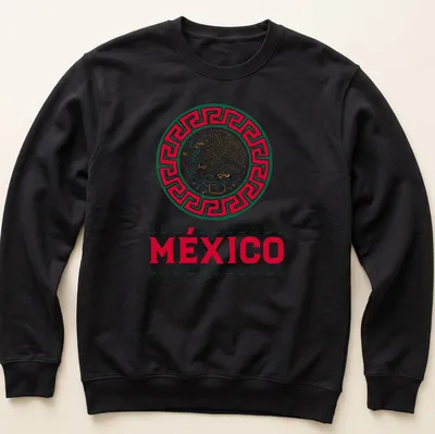 Eagle graphic with the word MÉXICO in bold, traditional colors of red, green, gold, and white. — printed on a unisex sweatshirt